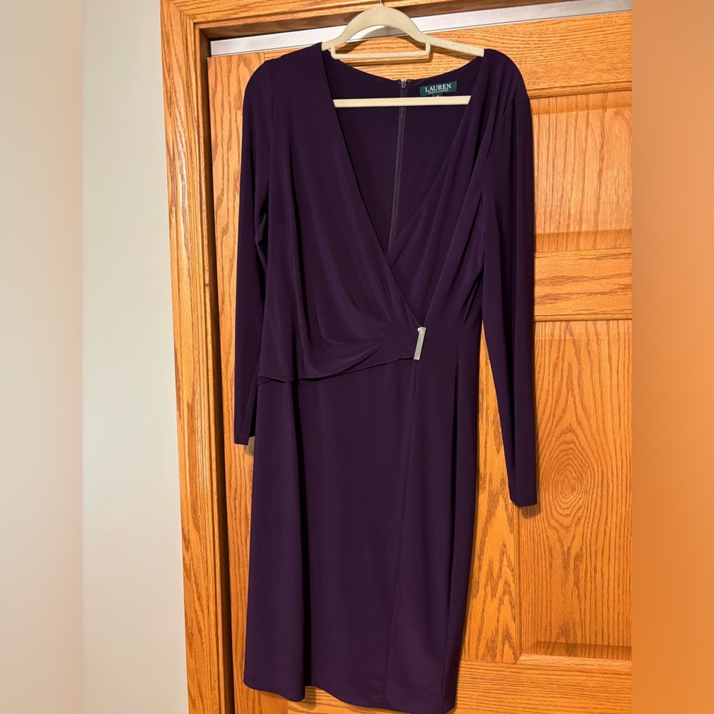 Ralph Lauren Deep Plum Long-Sleeve Wrap Dress